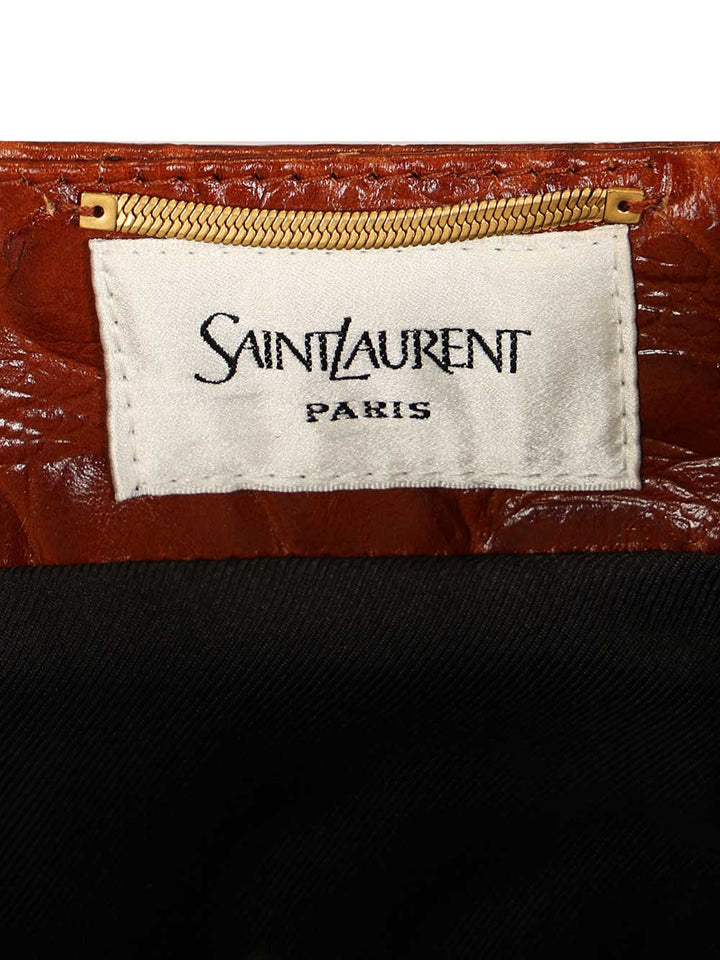Saint Laurent Crocodile Embossed Leather Skirt Skirts - Brown | 922defd7666c84f7fcd36372bcde5e7ef09f2294