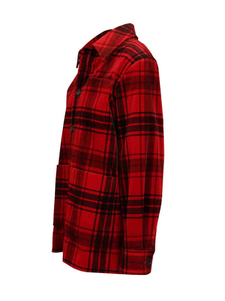 Saint Laurent Tartan Velvet Jacket Shirts - Red | 89528abf98c05b478d0705bde1c7dffef20a0e41