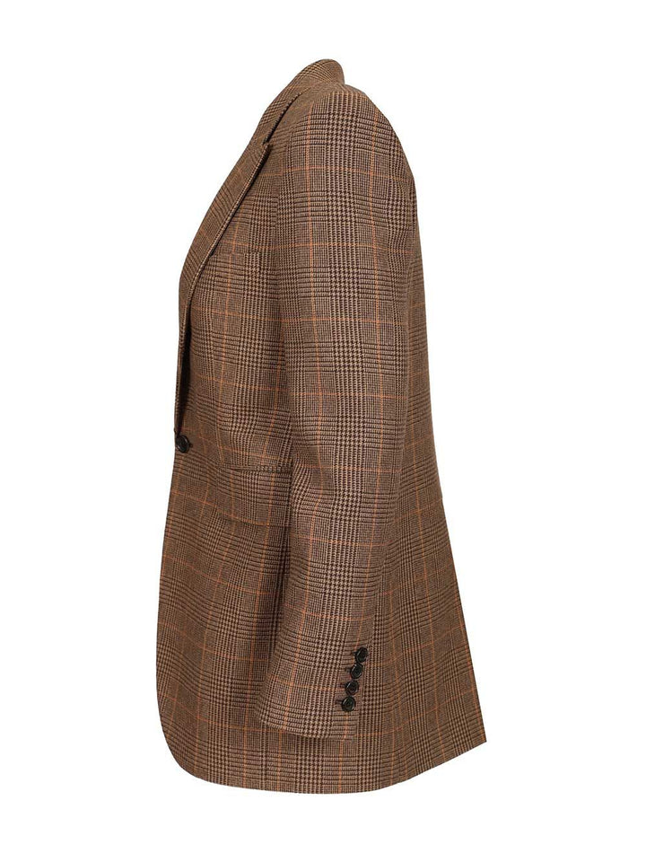 Saint Laurent Prince Of Wales Blazer Jackets - Brown | 620c3f794364090d08857584d4a2fdf229ae25f1