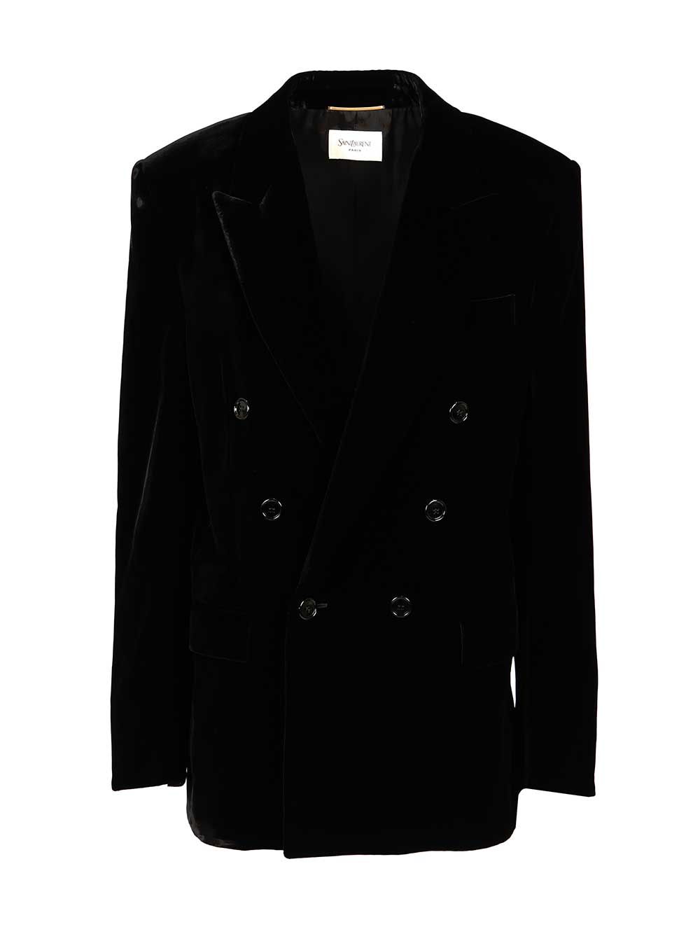 Saint Laurent Cassandre Double-Breasted Jacket Jackets - Black | 0532ecb776a6dbe12e709b69e25fdc07d33de720