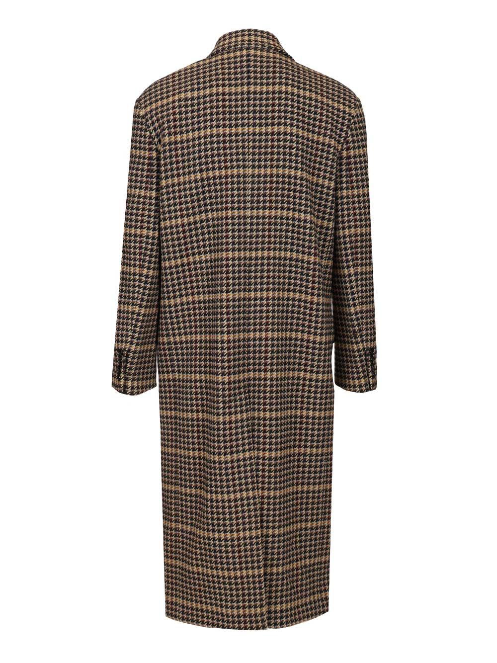 Saint Laurent Long Checked Wool Coat Coats - Multicolor | c7d634633461ed27f02bded159289661f2679e24