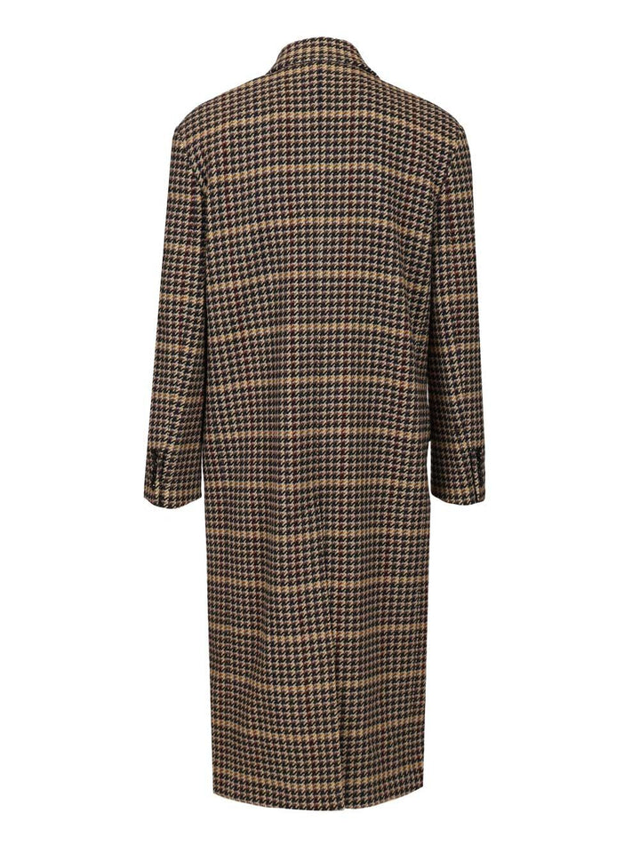 Saint Laurent Long Checked Wool Coat Coats - Multicolor | c7d634633461ed27f02bded159289661f2679e24