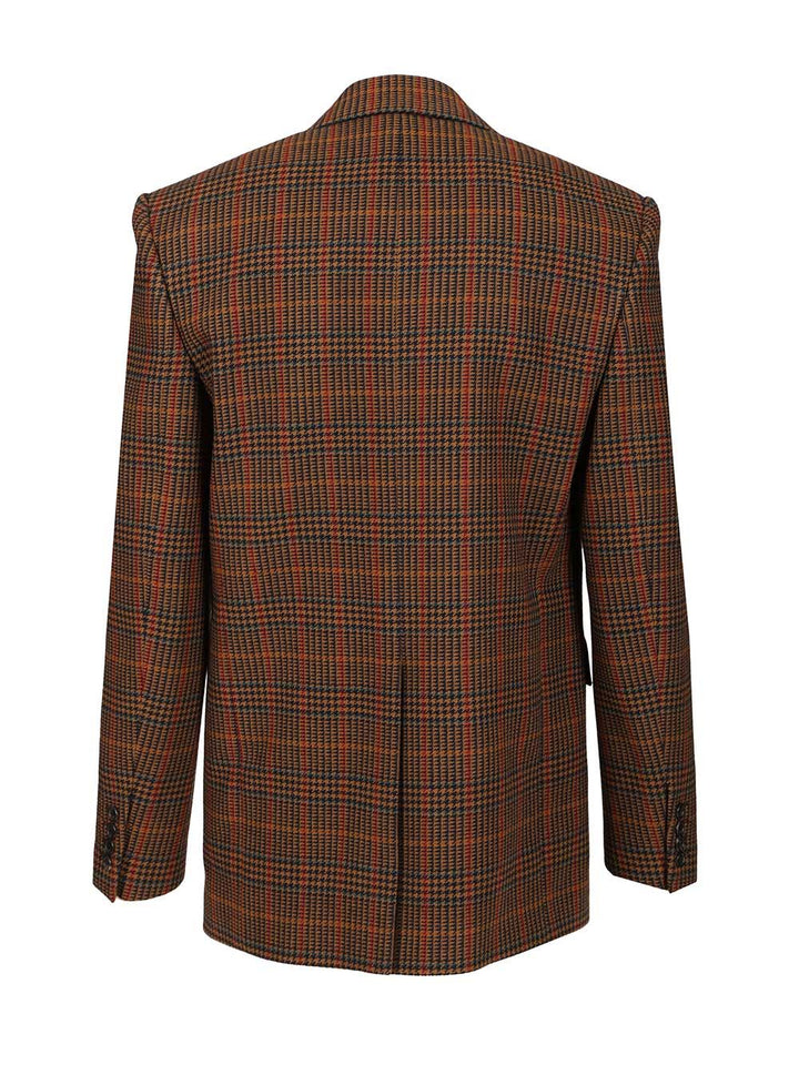 Saint Laurent Prince Of Wales Wool Jacket Jackets - Brown | d9a976fa3234d9634c09632cf133a3415348bda5