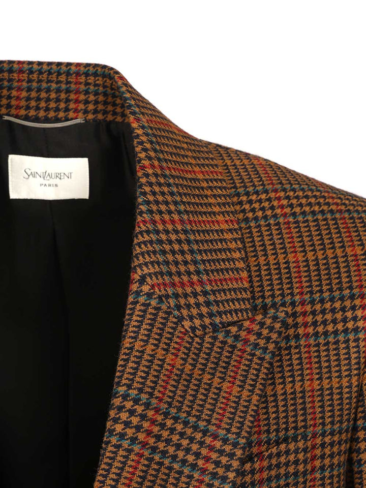 Saint Laurent Prince Of Wales Wool Jacket Jackets - Brown | 444ffee29d92598f46d5dc0bc4b9bdbd467175a4