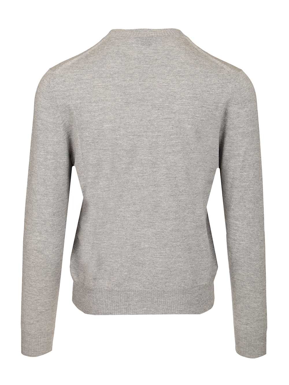 Mcqueen Sweater With Reverse Skull Motif Embroidered Knitwear - Grey | 6eea5a20e3295bebeab320270bdd1c3081eb7b55