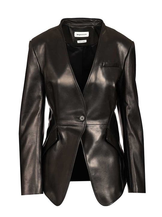 Tailored Leather Jacket Jackets Black