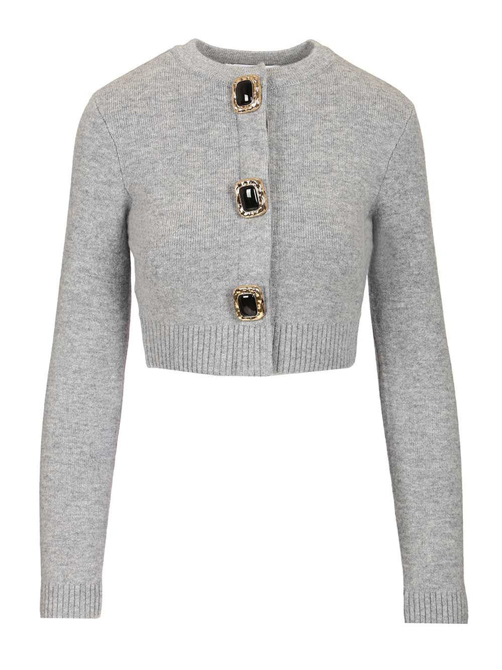 Self-Portrait Wool Cardigan Knitwear - Grey | d87f7cd1944d8f01979c404b289410005e60ef65