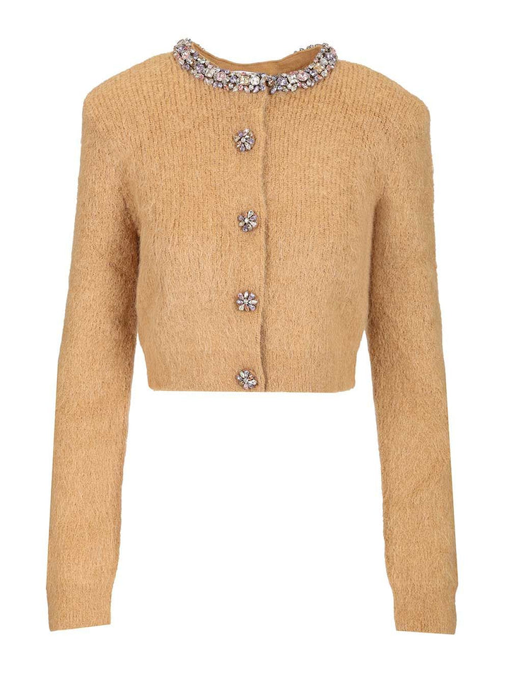 Self-Portrait Alpaca Cardigan Knitwear - Brown | 12cff7a088326ac0536a86c0cf5d9ddb8f7c7af2