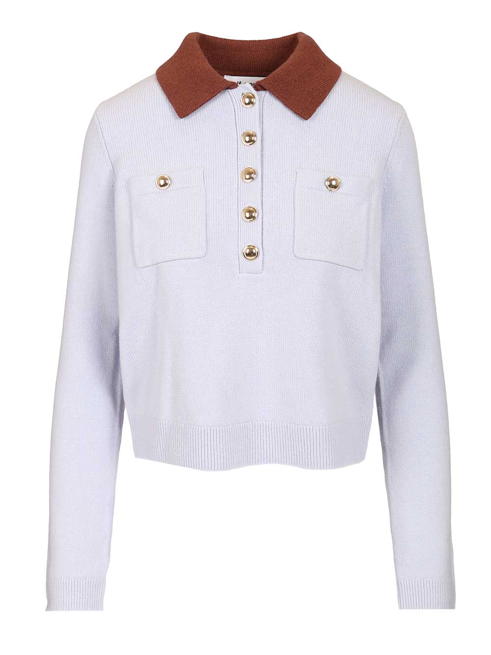 Self-Portrait Contrast Collar Jumper Tops - Blue | 2146437c7332b0421729ac3731c06ce1e6b7d276