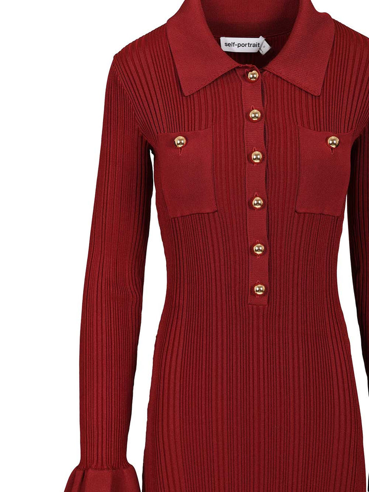 Self-Portrait Ribbed Knit Midi Dress Dresses - Bordeaux | 1a985d94eb031fdc76535ae88d171f94c08b6dfe