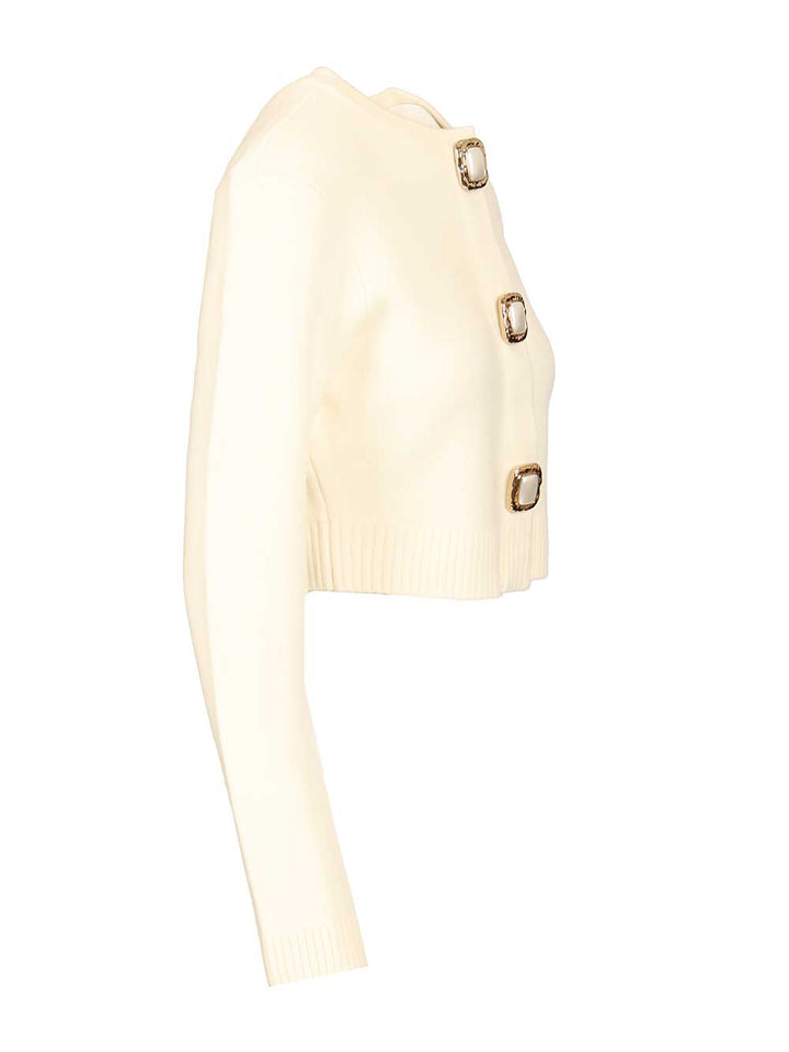 Self-Portrait Wool Cardigan Knitwear - White | 1cc845335460fe83713bda32618f9e66aceb7f12