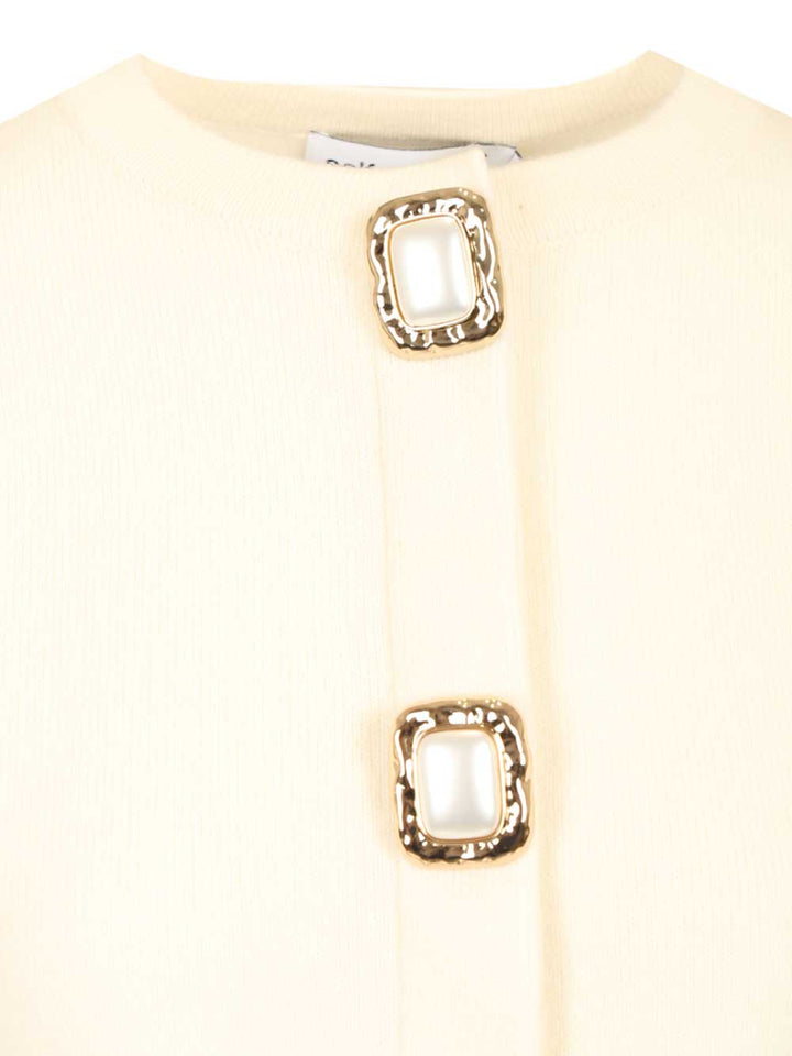 Self-Portrait Wool Cardigan Knitwear - White | 39290492586a4bcc303414af00b00d86553c98c0