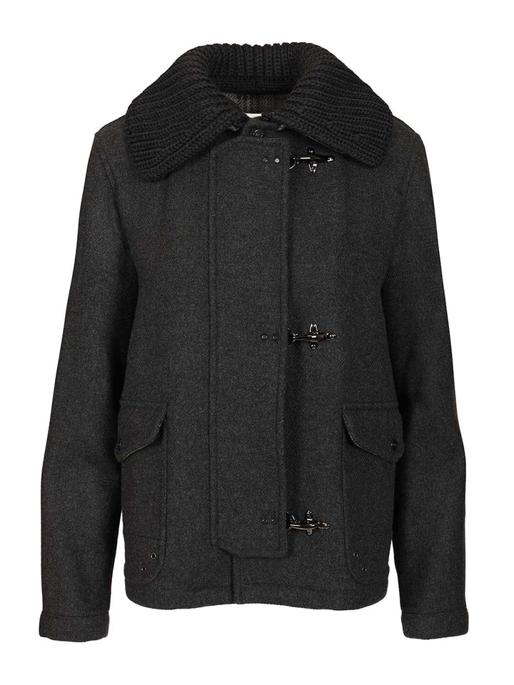 Fay 3-Hook Wool Jacket Coats - Grey | b93e01cdbe035be564269f7e25df6616815d0334