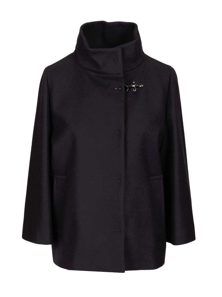 Fay Wool Cape Coats - Blue | f32bba82ee55438d73074356febc4f1d5f2a1186