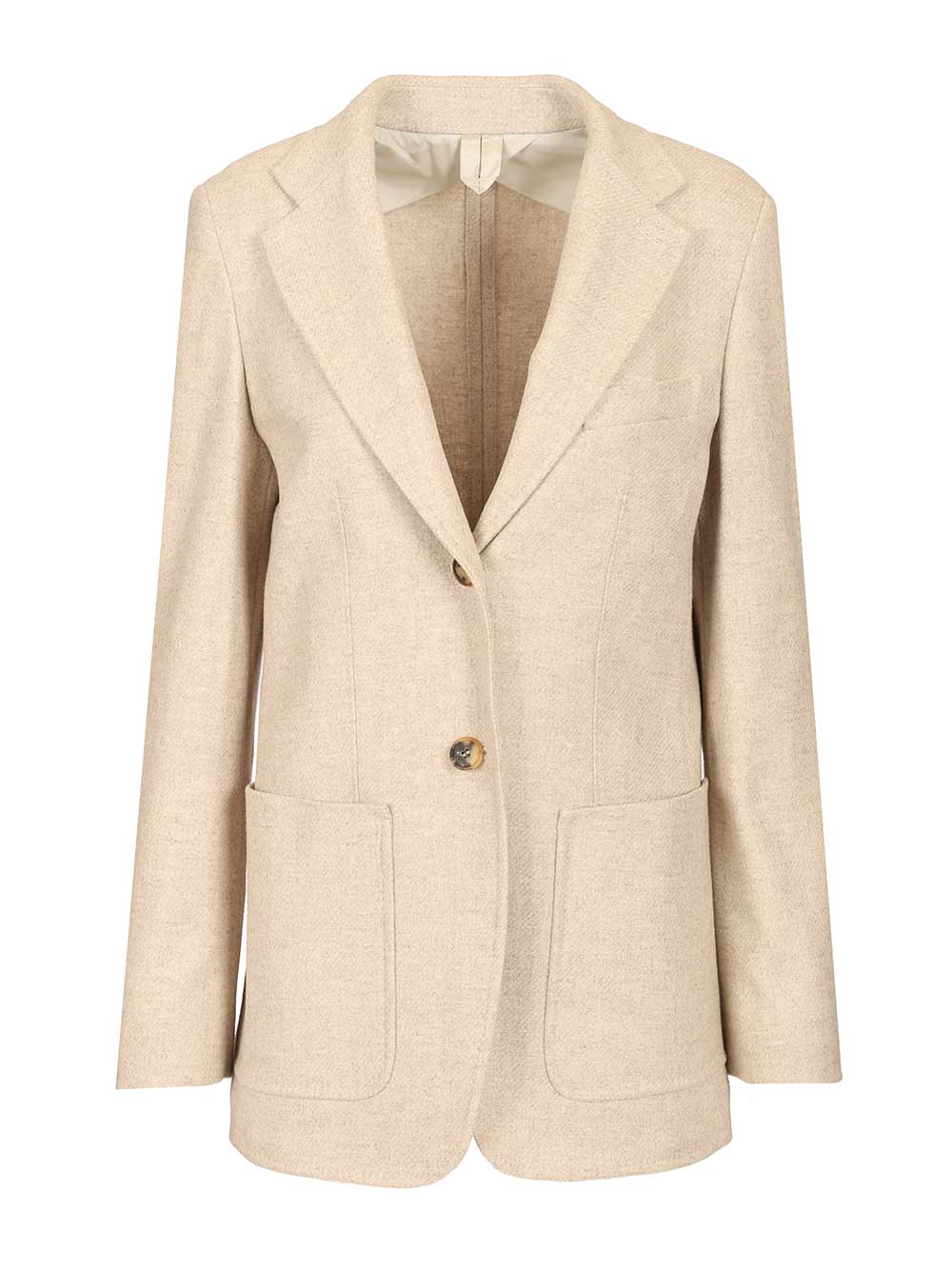 Max Mara Single-Breasted Blazer Jackets - Beige | 25df0b59b14e03bd58243f9e31e3016991fe4171