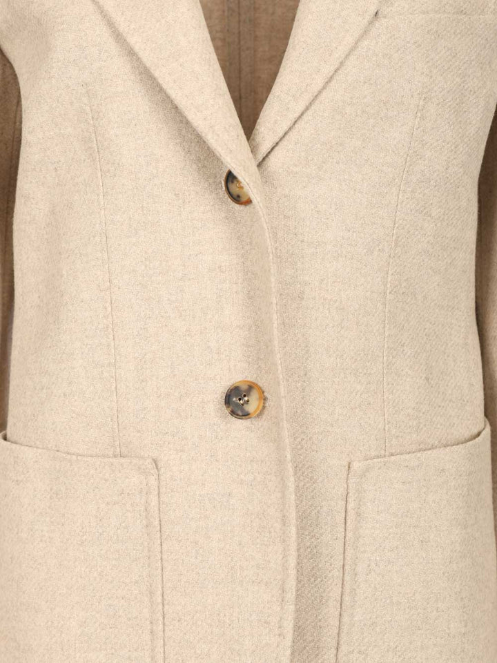 Max Mara Single-Breasted Blazer Jackets - Beige | a729af3a51d9320116a35de925f24d184baab3a6