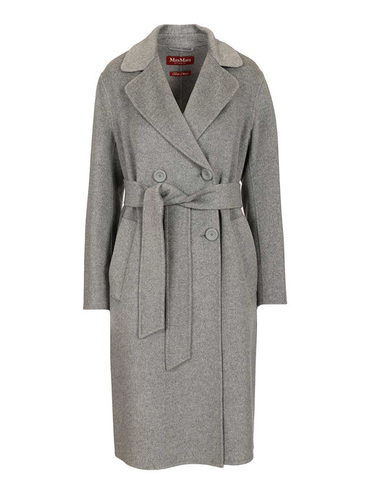 Double-Breasted Cashmere And Wool Coat Coats Grey