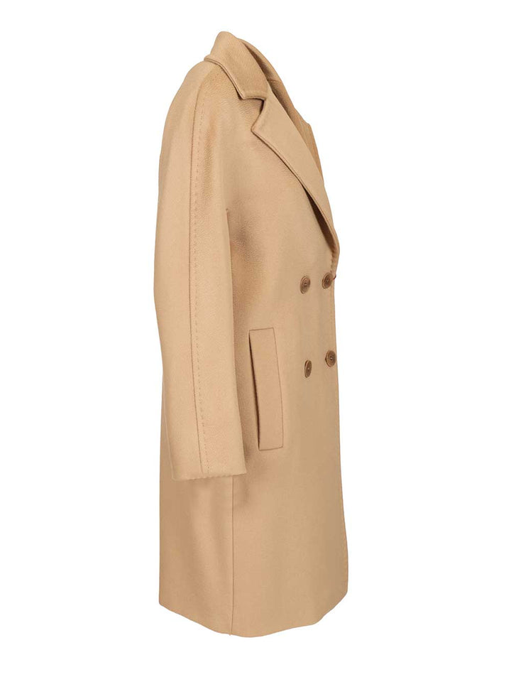 Max Mara Studio Double-Breasted Coat Coats - Beige | 5016f2c36f9cc6a5cf27c15b65d1ee4c948f40ed
