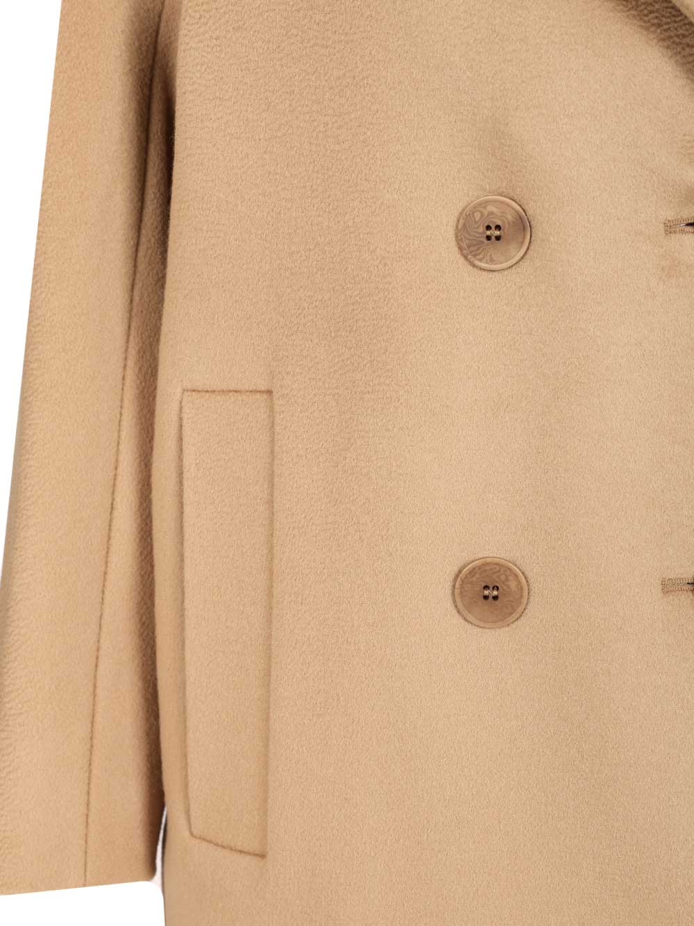Max Mara Studio Double-Breasted Coat Coats - Beige | 636c0d5e1bcb00e89df823d9a663be5ba68c096a