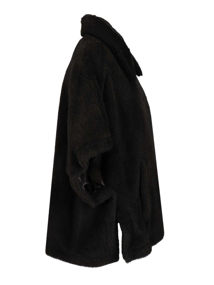 Max Mara Alpaca And Wool Teddy Fabric Cape Scarves And Foulards - Black | c9a6620e7436d4b5a605d84fec38fed37c83c55e