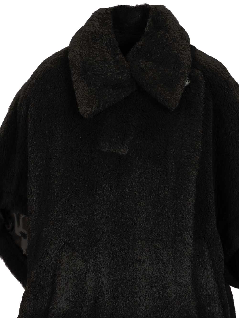 Max Mara Alpaca And Wool Teddy Fabric Cape Scarves And Foulards - Black | cf65a87c964cfc68fdcdbafeb965fe834e9bc7d2