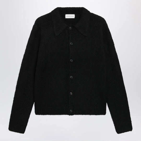 Black Long-Sleeved Alpaca Blend Cardigan