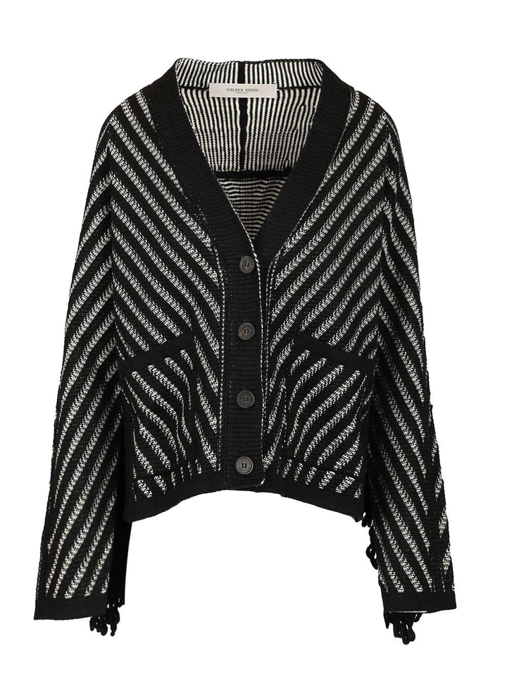 Golden Goose Deluxe Brand Cardigan With Fringes Knitwear - Black | 6b0f68240b30c3d5b1c42f5536d69a05d89b3584