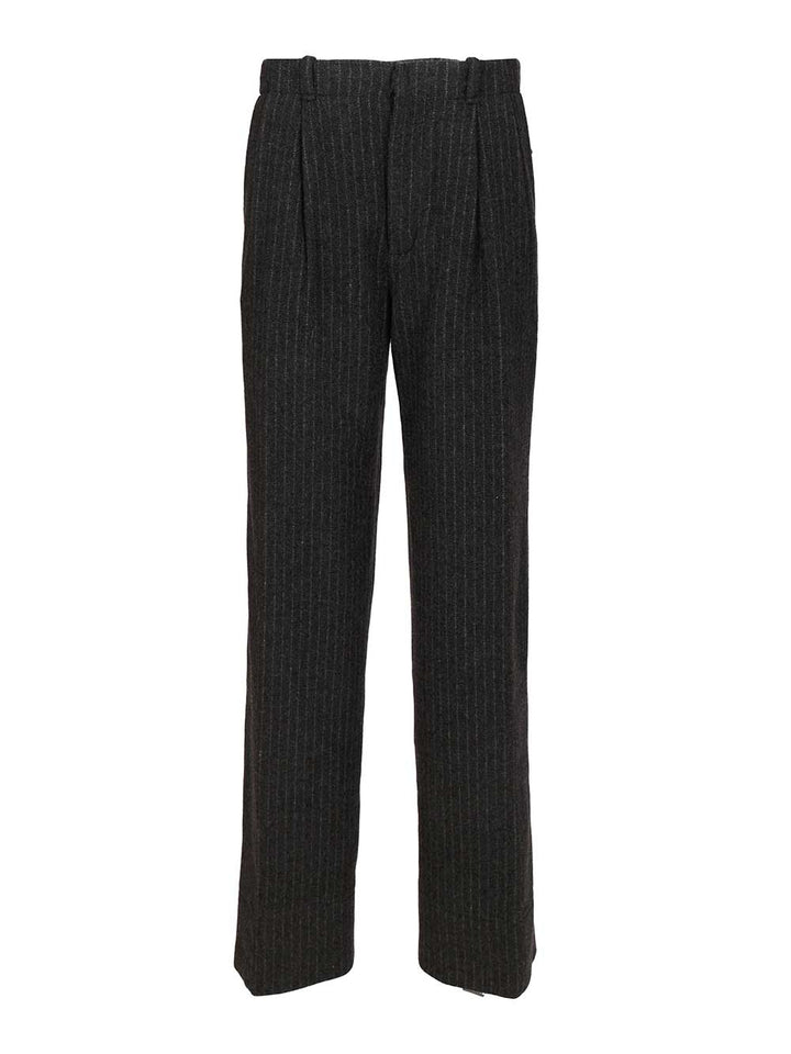 Durazzi Milano Pinstriped Wool Trousers - Grey | 8154d9cfb24ee1418f8cd55785b11df543fd1e94