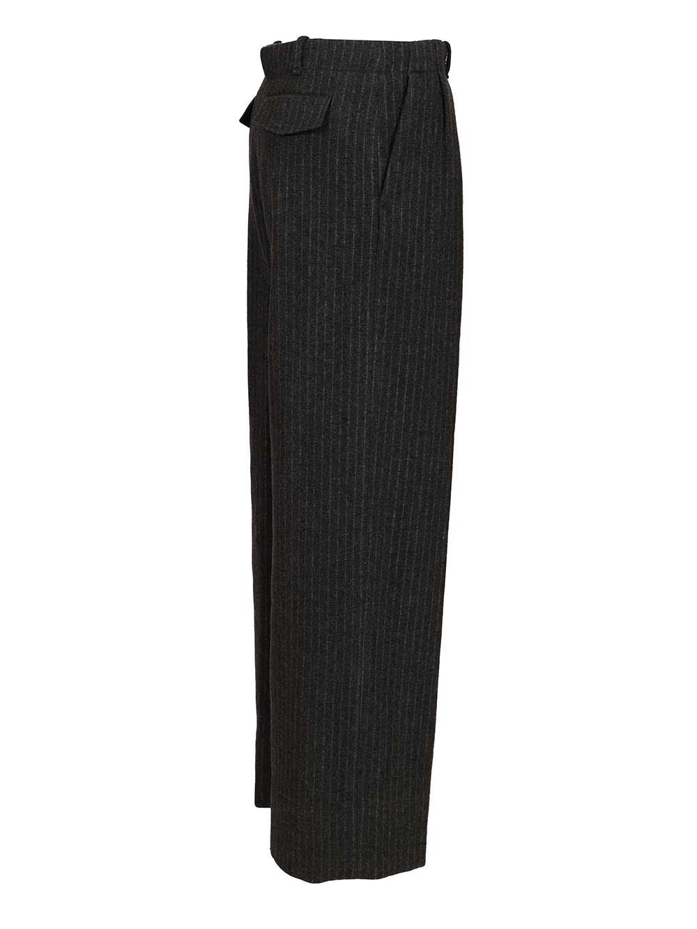 Durazzi Milano Pinstriped Wool Trousers - Grey | 82bbc799bb779f21e80f193ae5240c9c280911b9