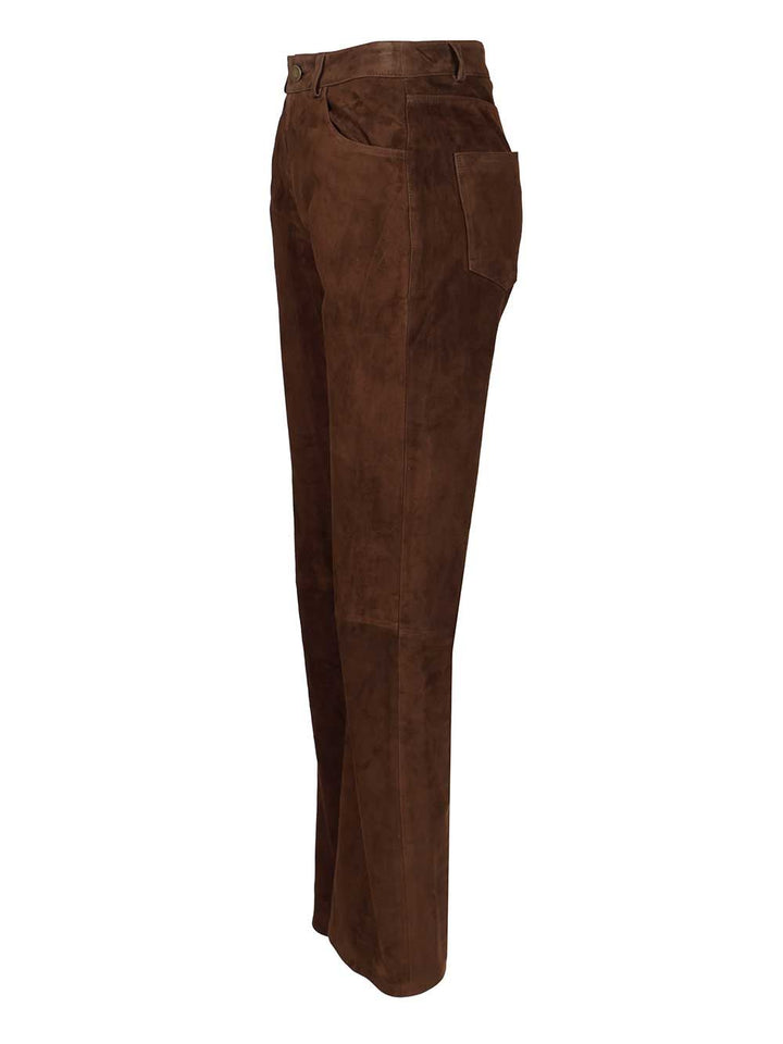 Arma Michela Suede Trousers - Brown | f2b94b106d3fa4cb036242918a1201a007b504ec
