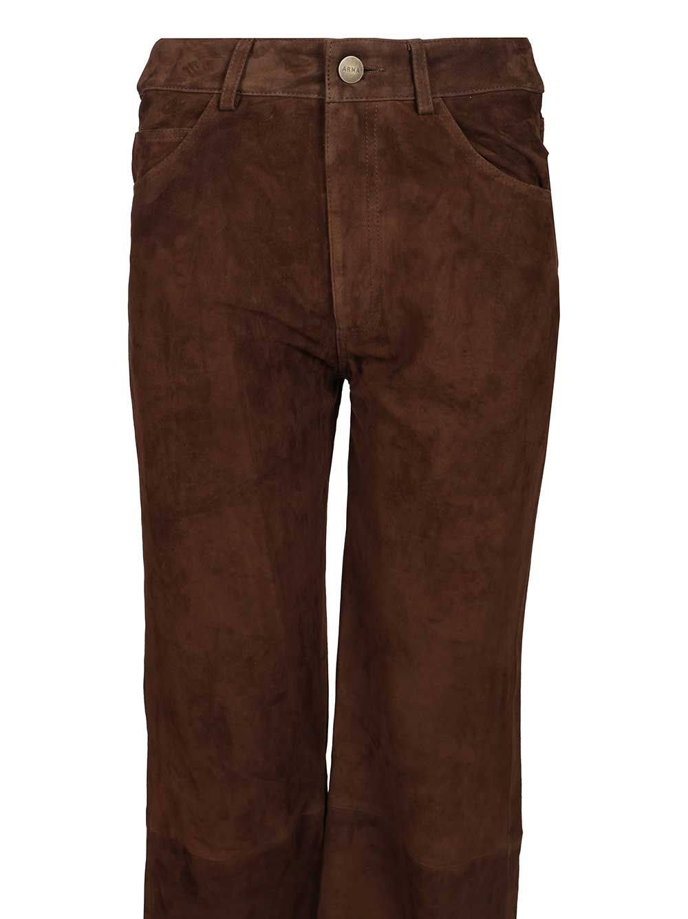 Arma Michela Suede Trousers - Brown | 9a68275bccf4bbdb26baf5dde08bf827939882f2