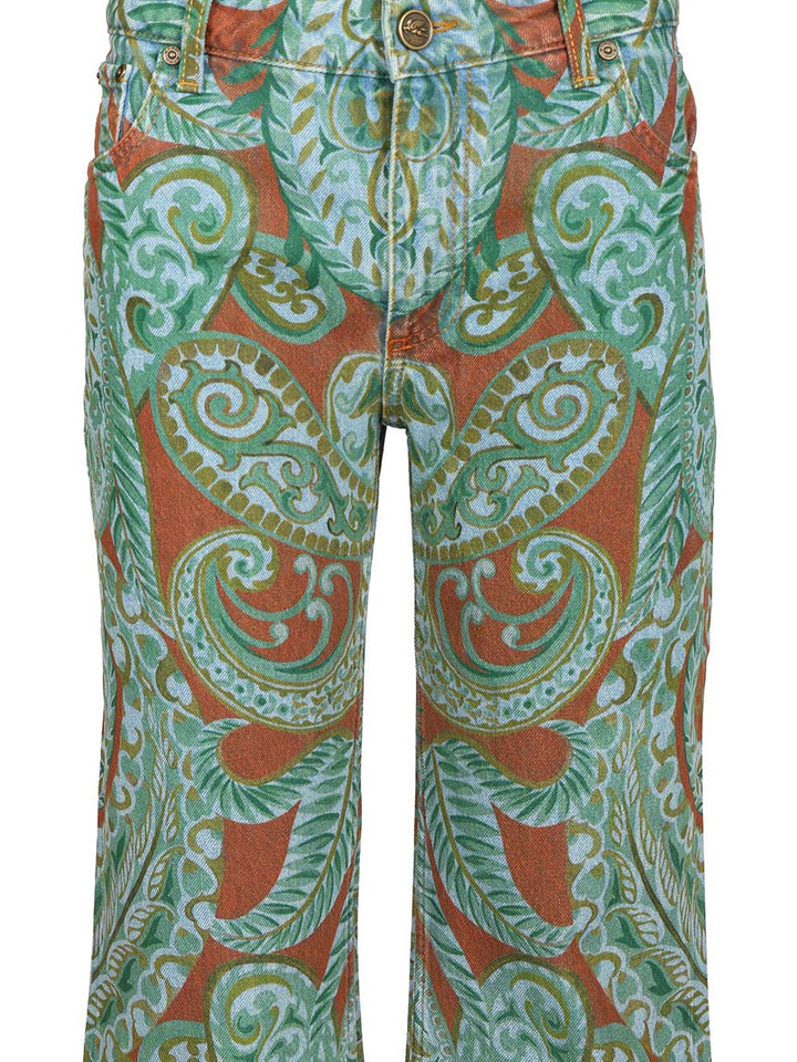 Etro Wide Leg Jeans With Paisley Print Trousers - Multicolor | 4a87bb721d5afe9ed1fe669e057037e650e28a70