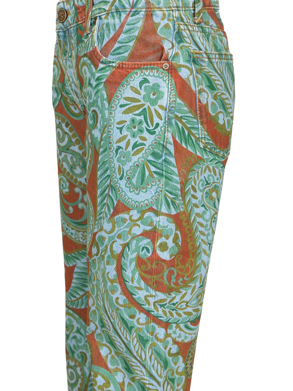 Etro Wide Leg Jeans With Paisley Print Trousers - Multicolor | 88ea9e756190474e7ef540bb232f90ca3382da57