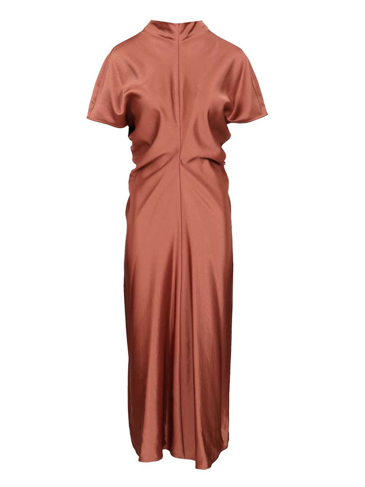Federica Tosi Long Dress In Viscose Satin Dresses - Brown | fb17827f2476a6a4d58ac8dc5ba729b6821a2dbb