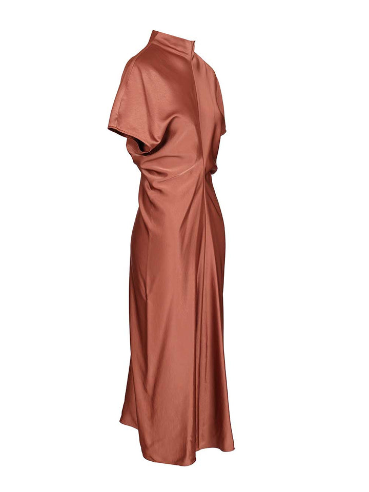 Federica Tosi Long Dress In Viscose Satin Dresses - Brown | 778004cf0364d9aa6dff8f8829578602441ebe31