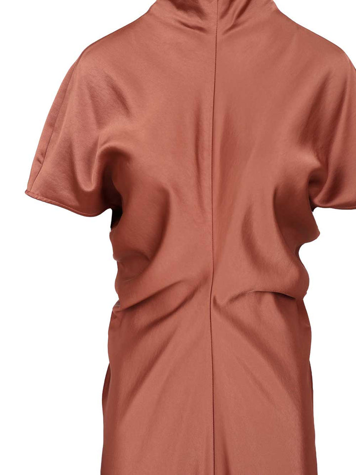 Federica Tosi Long Dress In Viscose Satin Dresses - Brown | ac5b415ab43fae03f226f6bb1dee2c3f6021201d