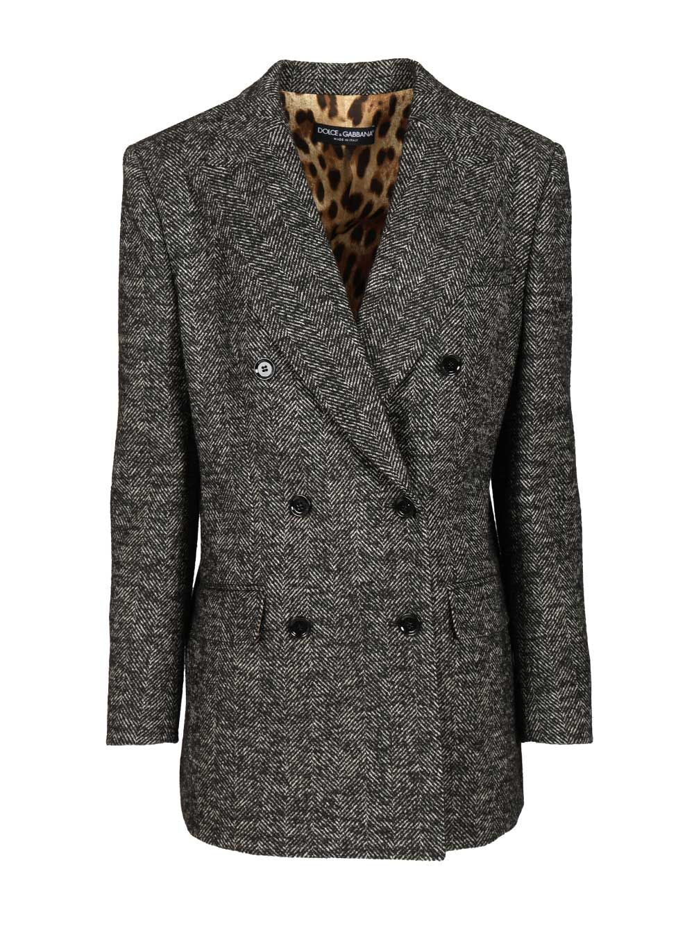 Dolce & Gabbana Double-Breasted Chevron Jacket Jackets - Grey | 079c7ca71f1305f4ddc21a4efc15e0c40eb74a2a