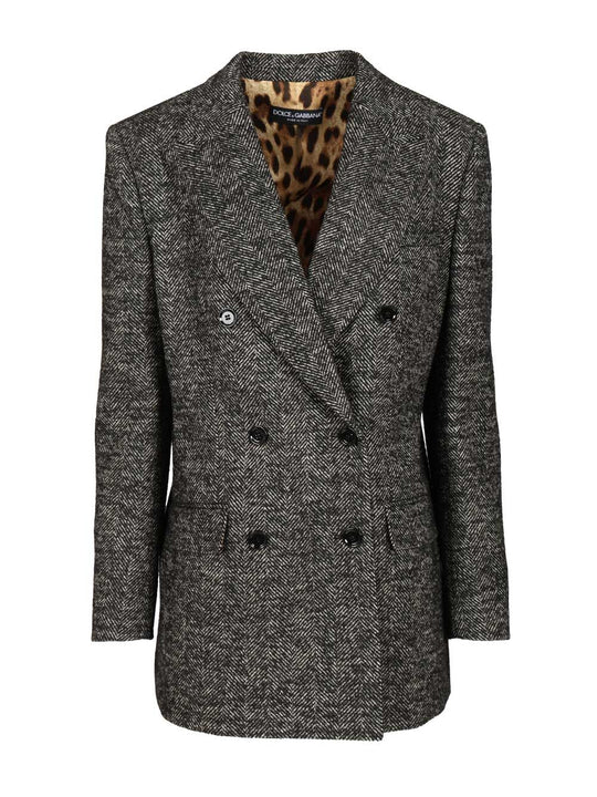 Double-Breasted Chevron Jacket Jackets Grey