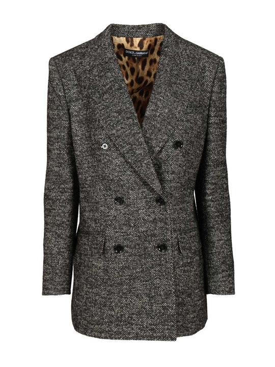 Double-Breasted Chevron Jacket Jackets Grey