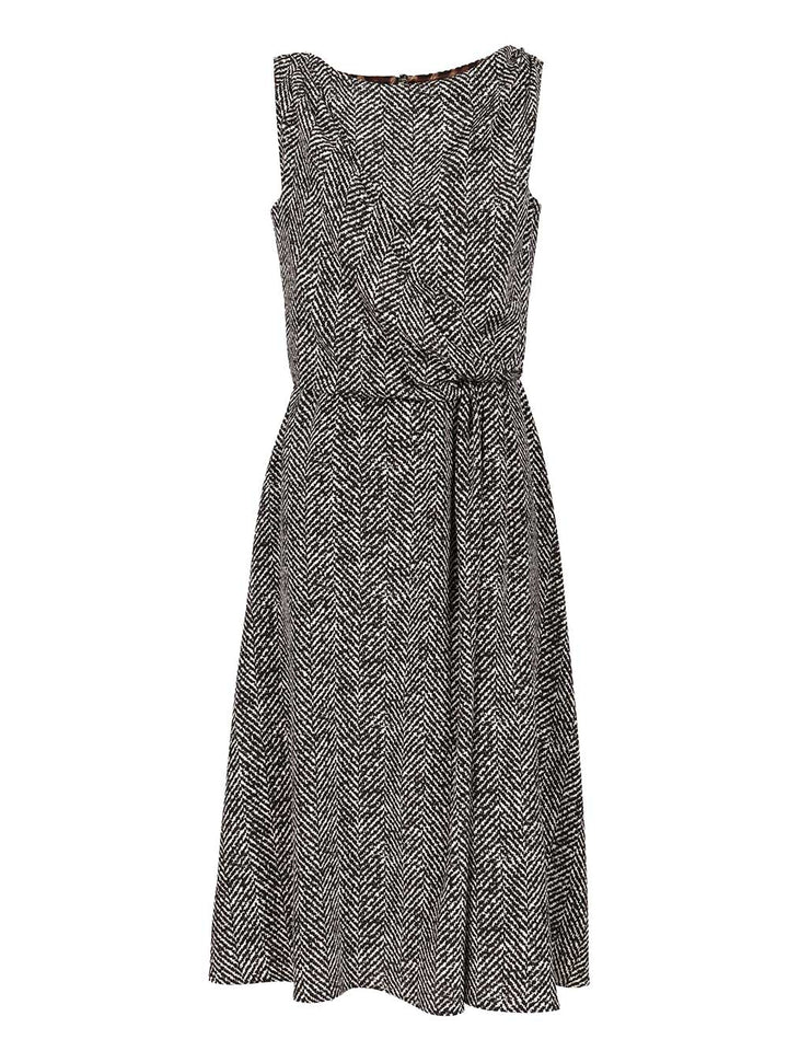 Dolce & Gabbana Heavy Crepe Dress With Chevron Print Dresses - Grey | 34219c8158be735c431cab10aae1200bf6e7f135