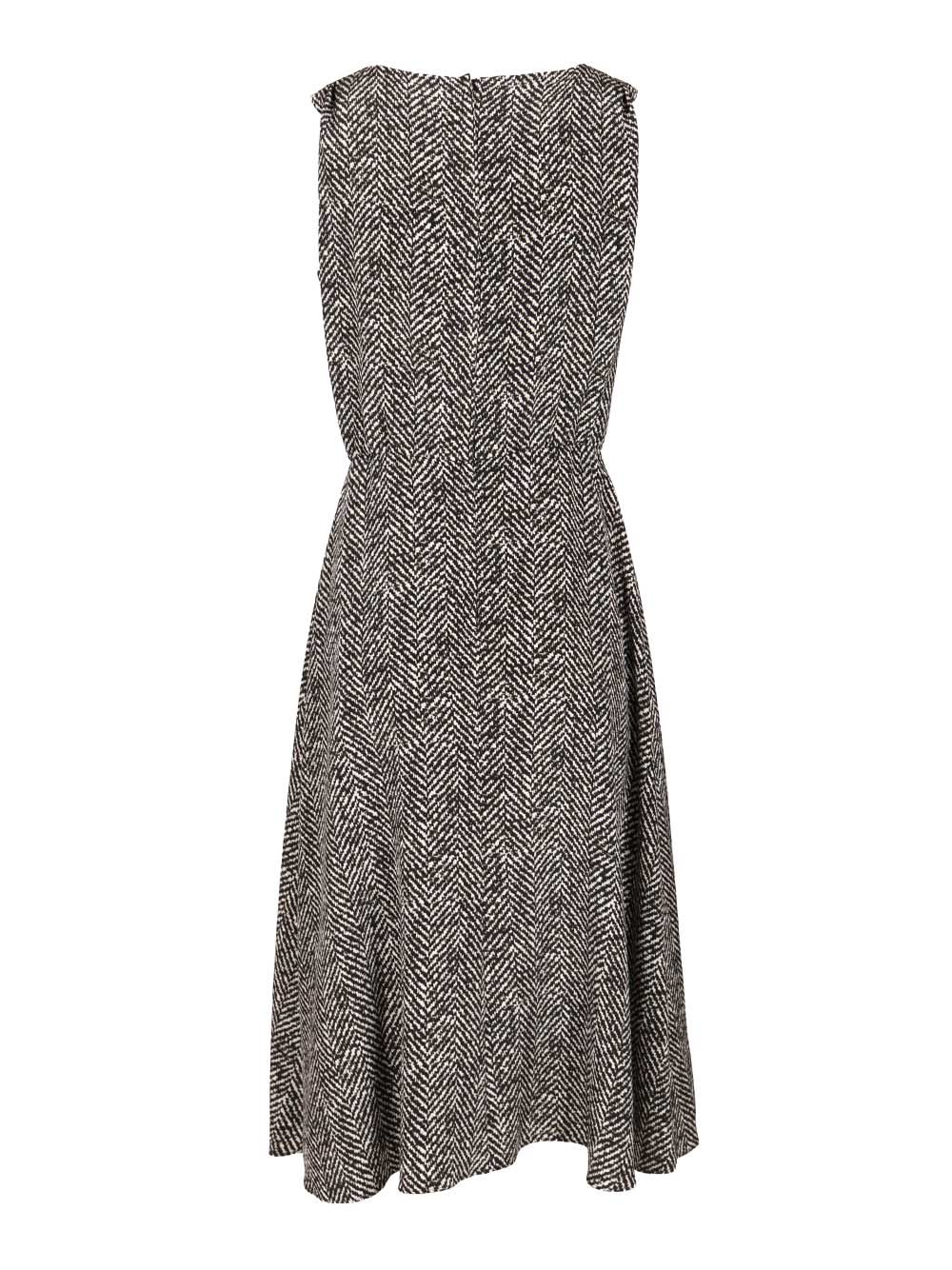 Dolce & Gabbana Heavy Crepe Dress With Chevron Print Dresses - Grey | 940599f145592410fbfe82a0b0b19559239e776c