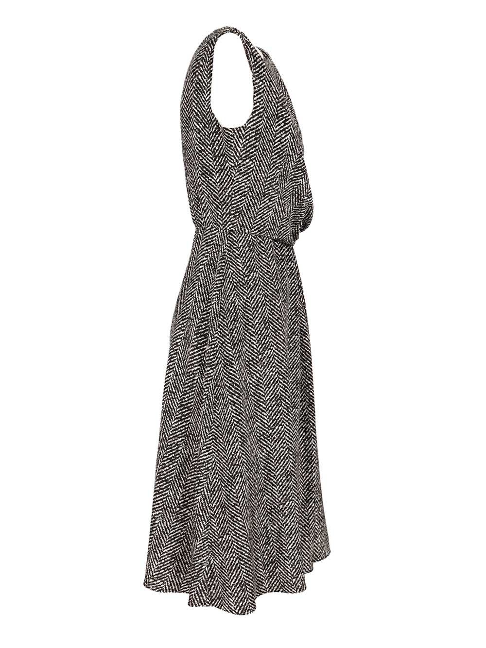 Dolce & Gabbana Heavy Crepe Dress With Chevron Print Dresses - Grey | 7012d24453e1a4a0b5c29658892e34ff26a99b01