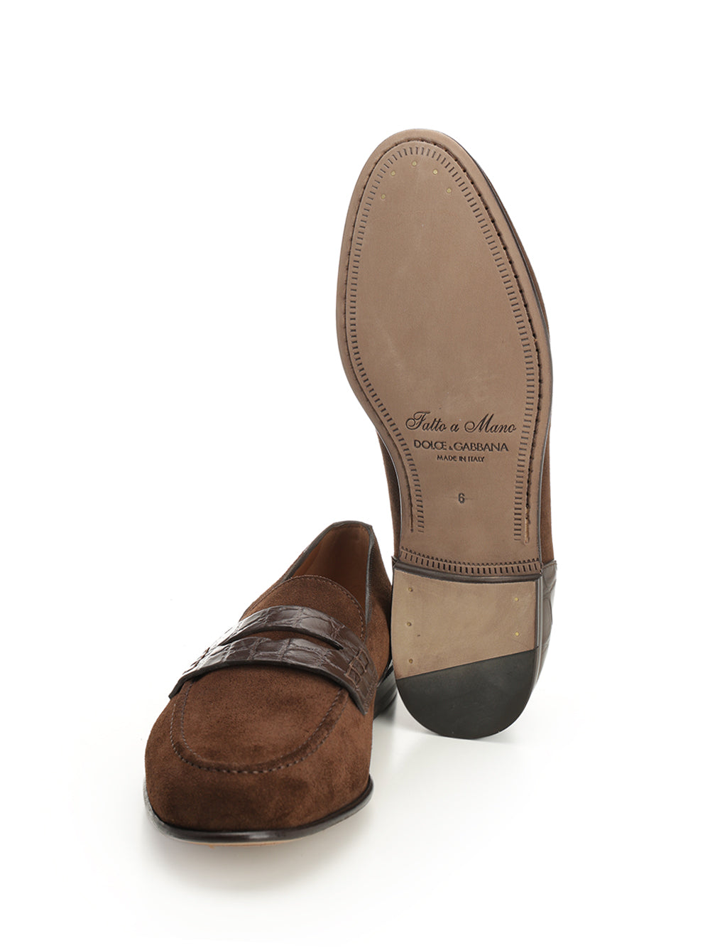 Dolce & Gabbana Suede Moccasin With Crocodile Details Scarpe basse - Brown | 38bcb3329dd52bb8b3a2ddccde5c9d2115940017