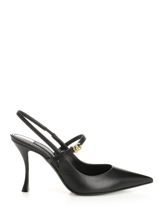 Goatskin Slingback Pumps Black
