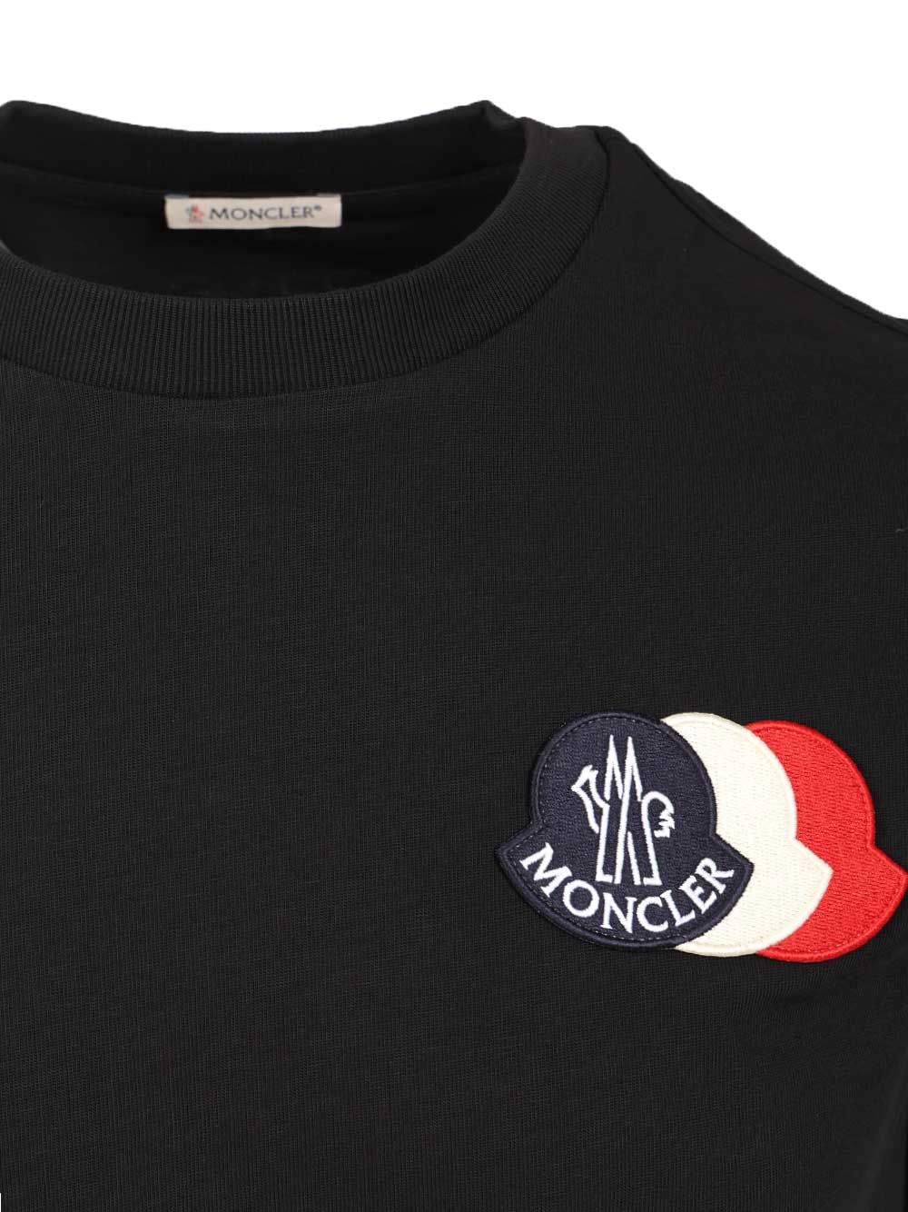 Moncler With Embroidered Tricolour Logo T-Shirt - Blue | d07153eb162c5c4af3dc05f2b2417d92b8985fb3