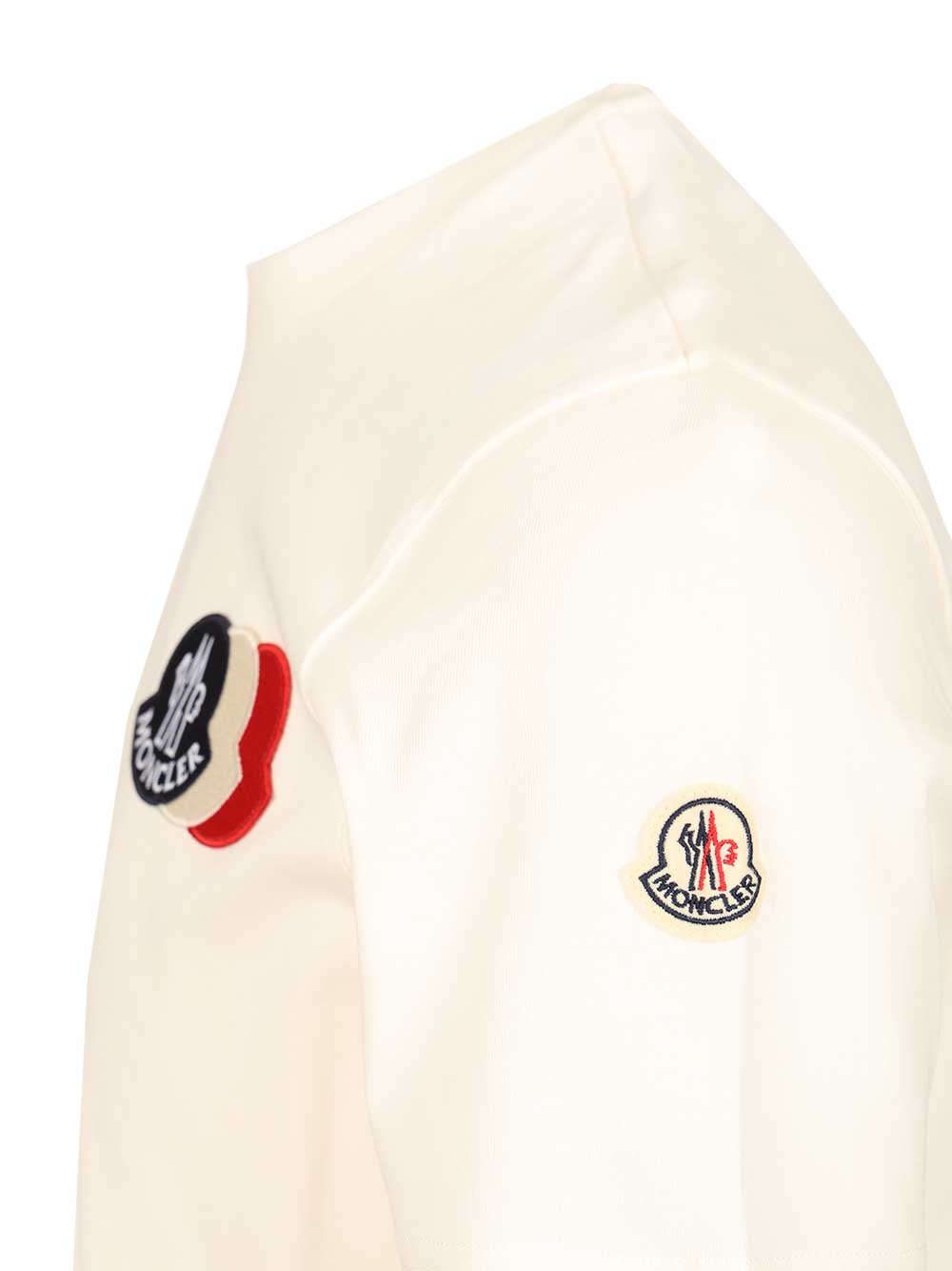 Moncler With Embroidered Tricolour Logo T-Shirt - White | e116b0cb8123f0292ba386ed43a45a1d97931071