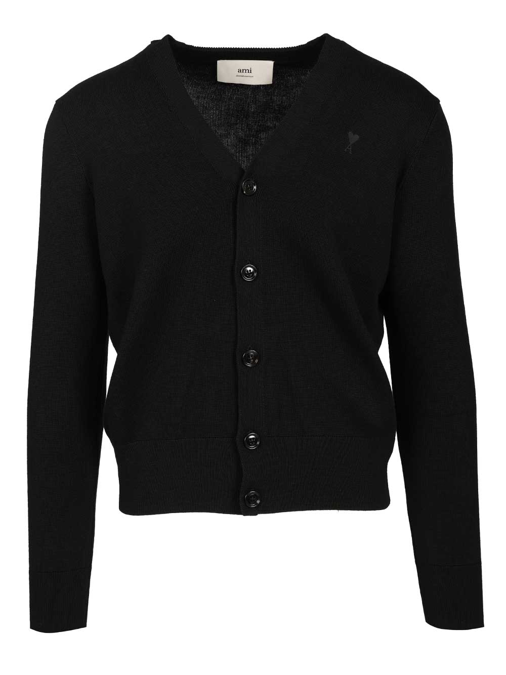 Ami Cardigan In Merino Wool Knitwear - Black | 0b95008f3cc9a09ec8c35e877d1db2ca56f8075f