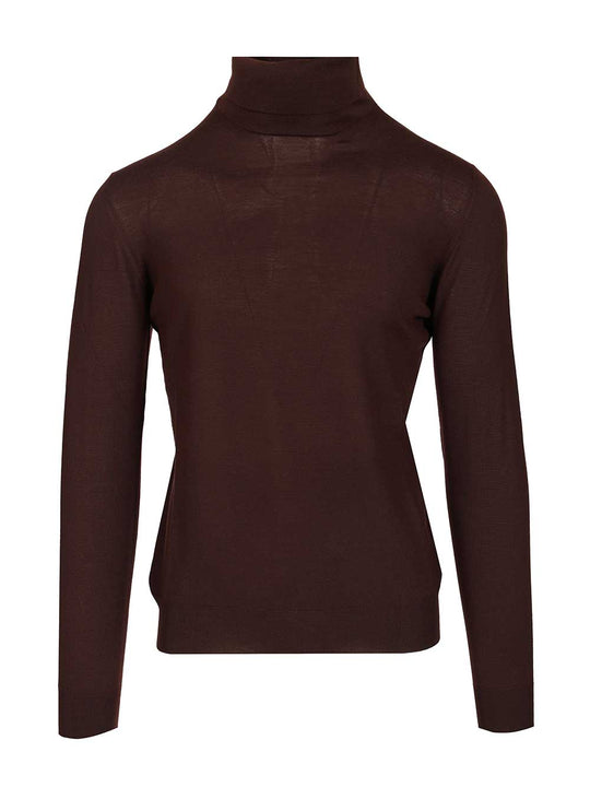 Wool Turtleneck Knitwear Brown