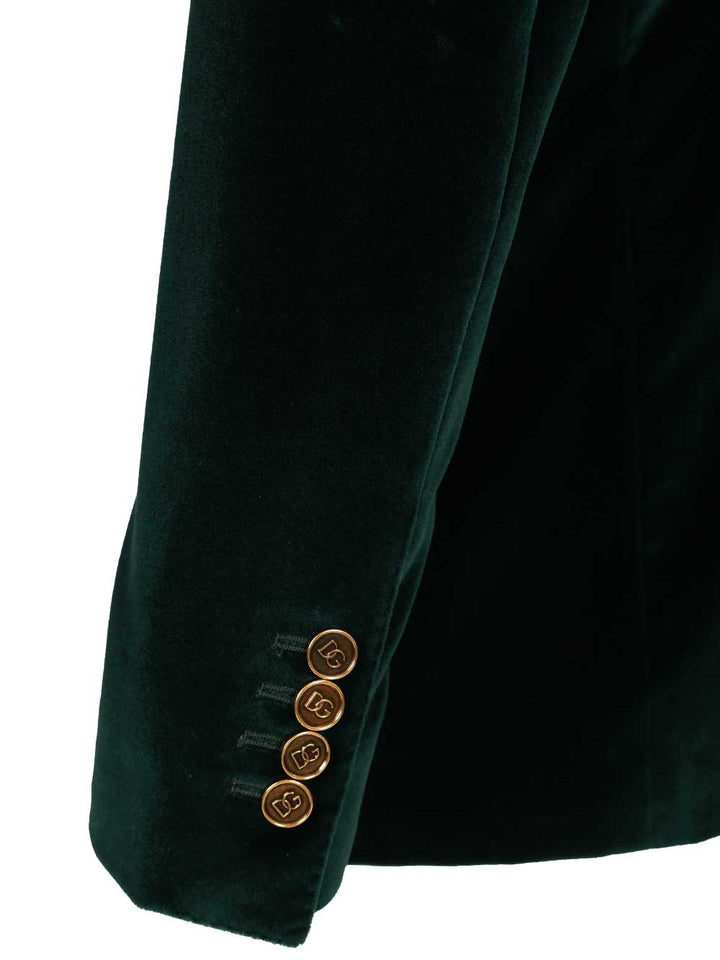 Dolce & Gabbana Double-Breasted Velvet Blazer Jackets - Green | 5c1886324bf6283c4d015453efbe26ea41bdbc63