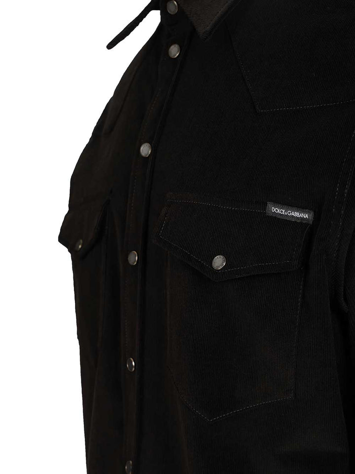 Dolce & Gabbana Striped Velvet Shirt Shirts - Black | 2fd66c25a985da19ba89c01a83be6de771322bff